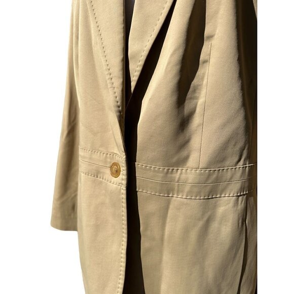 Entier Classiques Blazer Jacket Sz 16 Tan Lined One Button Decorative Stitching - Picture 5 of 10